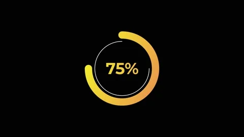 Circle percentage Loading Animation 0-75% in Yellow science effect. Stock Footage 182928716