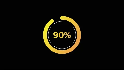 Circle percentage Loading Animation 0-90% in Yellow science effect. Stock Footage 182928718