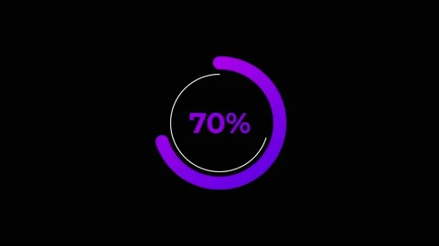 Circle percentage Loading Animation 0-70% in Violet science effect. Video stock 183340969