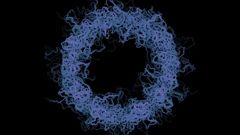 Circle Perlin Noise Flow Field Generative Color Accent Black Background 4K Stock Footage 340386717