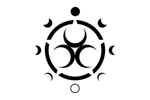 Circle Phases of the moon, Three crescents moon, mandala, Sacred Geometry Illustrazione stock