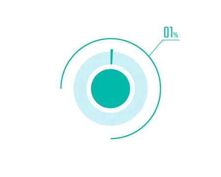 Circle Pie Chart showing 1 Percentage diagram infographic, UI, Web design. .. Illustrazione stock