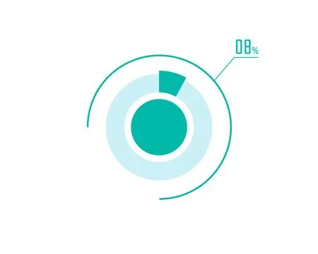 Circle Pie Chart showing 8 Percentage diagram infographic, UI, Web design. .. Stock Illustration