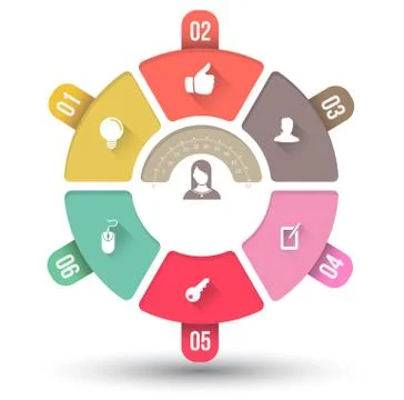 Circle pie options  template with icons 스톡 일러스트