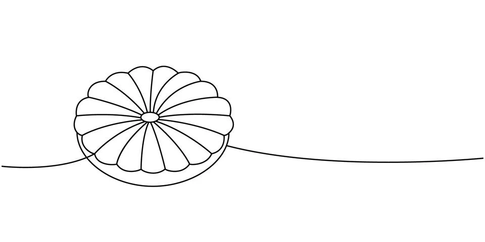 Circle pillow one line continuous drawing. Comfortable fluffy pillow. Vector Illustrazione stock
