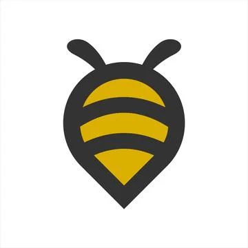Circle pin bee logo design animals Stock Illustration