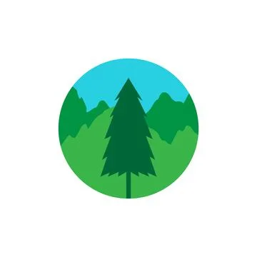 Circle with pines trees green abstract forest logo design vector graphic sy.. Illustration