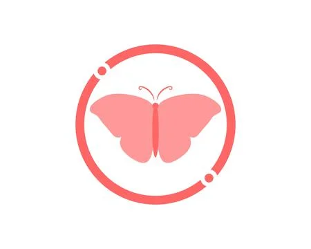 Circle with pink butterfly inside Stock Illustration