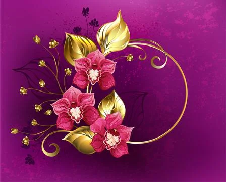 Circle with pink orchids Stock Illustration