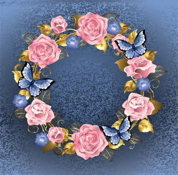 Circle of pink roses Stock Illustration