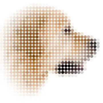 Circle pixels image of dog with white vignette Stock Illustration