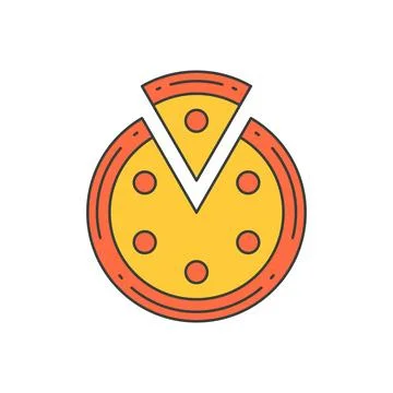 Circle pizza with cutted triangle slice top view pop art groovy t shirt pri.. Stock Illustration