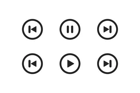 Circle play, pause button. Music bar concept. Stop audio symbol. Back and s.. イラスト素材