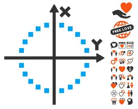 Circle Plot Icon with Valentine Bonus Ilustración de archivo