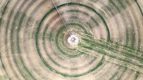 Circle Plot Irrigation In Green River, Utah, USA - aerial orbit Stock Footage 186033855