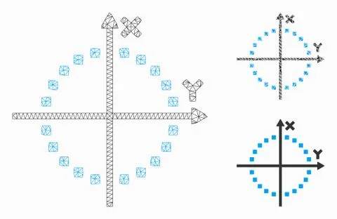 Circle Plot Vector Mesh Network Model and Triangle Mosaic Icon Ilustración de archivo