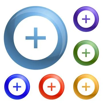 Circle plus icons set 스톡 일러스트