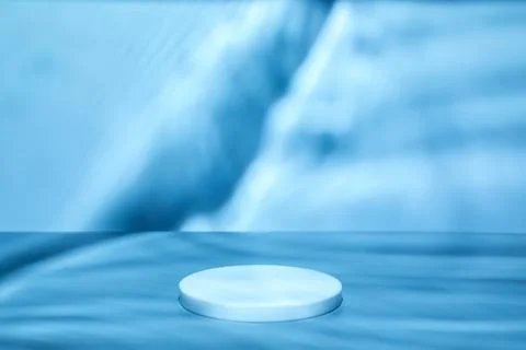 Circle podium on blue background scene water waves shadows Stock Photos