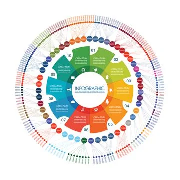 Circle presentation and chart infographic template 스톡 일러스트