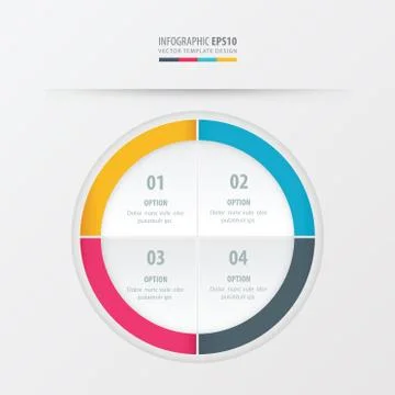 Circle presentation template  yellow, blue, pink color Stock Illustration