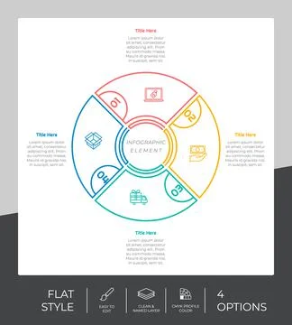 Circle process infographic vector design with 4 steps &amp;colorful style for pre 스톡 일러스트