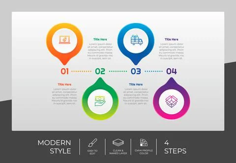 Circle process infographic vector design with 4 steps &amp;colorful style for pre 스톡 일러스트