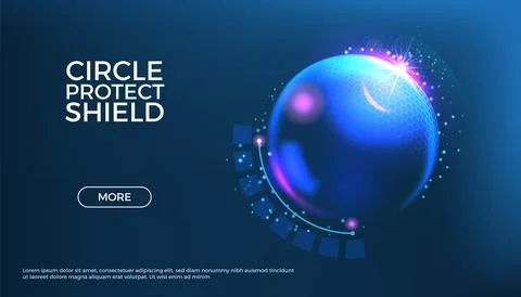 Circle protect shield. Bubble effect. Force field or sphere. 3D ball barrier Stock Illustration