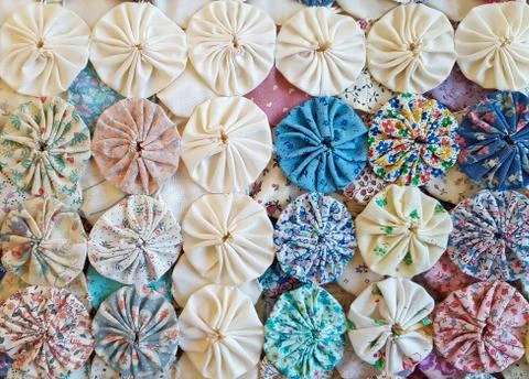 Circle puff quilt pattern Stock Photos