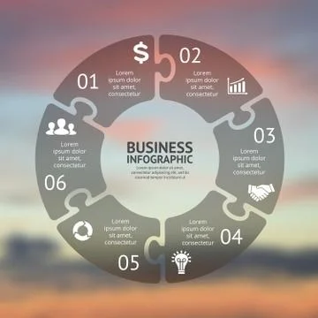 Circle puzzle infographic. Template for cycle diagram, graph, presentation and Illustrazione stock
