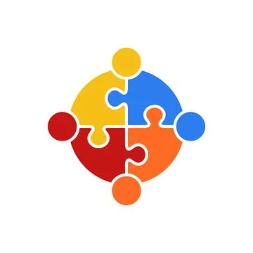 Circle Puzzle of Teamwork Logo Vector Stock Illustration