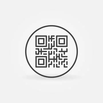 Circle with QR Code linear vector concept icon 스톡 일러스트
