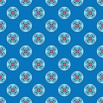 Circle with Quadcopter vector Drone concept colored seamless pattern Illustrazione stock