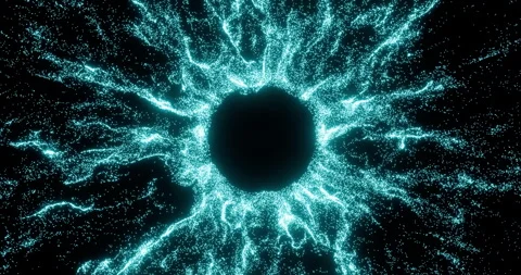 A circle radiates with energy set consisting particles Stockbeeldmateriaal 252743288