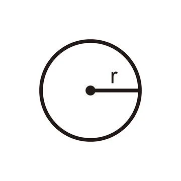 Circle with radius and center of circle. Mathematics problem illustration Illustrazione stock
