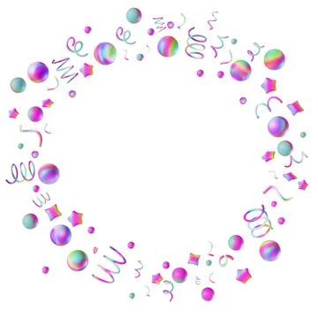 Circle with rainbow confetti isolated on white background. Empty, copy space  스톡 일러스트