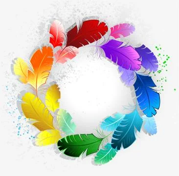 Circle of rainbow feathers Stock Illustration