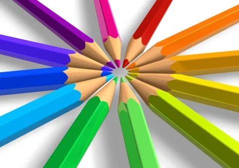 Circle from rainbow pencils Stock Illustration