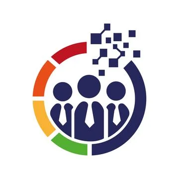 Circle rainbow shape with three man worker inside Stock Illustration