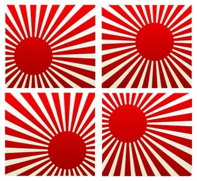 Circle, rays and they are red, white. Vector Stock Illustration