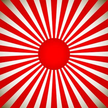 Circle, rays and they are red, white. Vector 스톡 일러스트