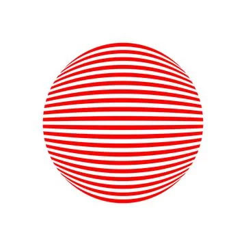 Circle red and white striped sphere on white background. Stock Illustration