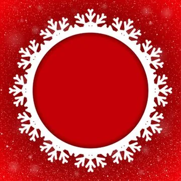 Circle Red Background New Year. Snow. Snowflake. Stock Illustration