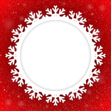 Circle Red Background New Year. Snow. Snowflake. Stock Illustration