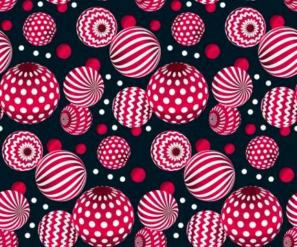 Circle red beads on black background. creative modern geometry style seamless Illustrazione stock