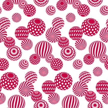 Circle red beads on white background. creative modern geometry style seamless Illustrazione stock