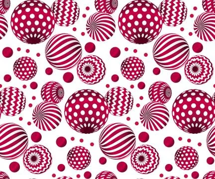 Circle red beads on white background. creative modern geometry style seamless Stock Illustration
