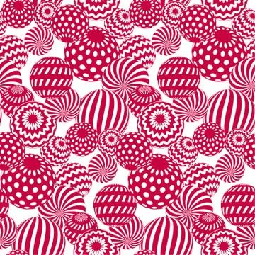 Circle red beads on white background. creative modern geometry style seamless Stock Illustration