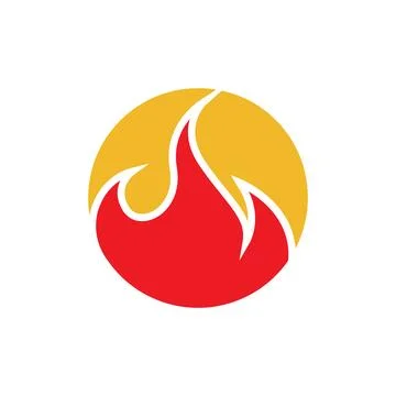 Circle with red fire flame logo design vector graphic symbol icon sign illu.. イラスト素材