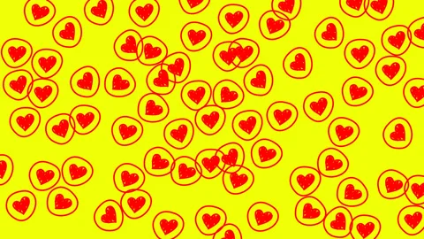 Circle red love doodle over yellow background 스톡 동영상 318529388