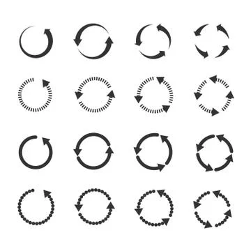 Circle refresh reload rotation loop vector arrows set Stock Illustration